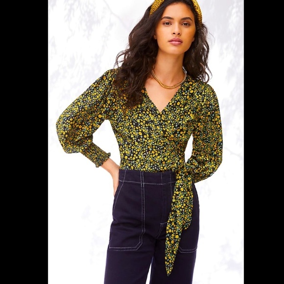 ANTHROPOLOGIE NWT Faithfull Uli Cropped Wrap Blouse Size S (4). - Picture 1 of 4
